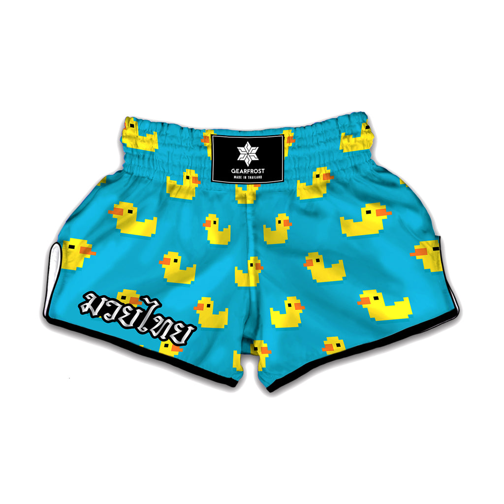 8-Bit Rubber Duck Pattern Print Muay Thai Boxing Shorts