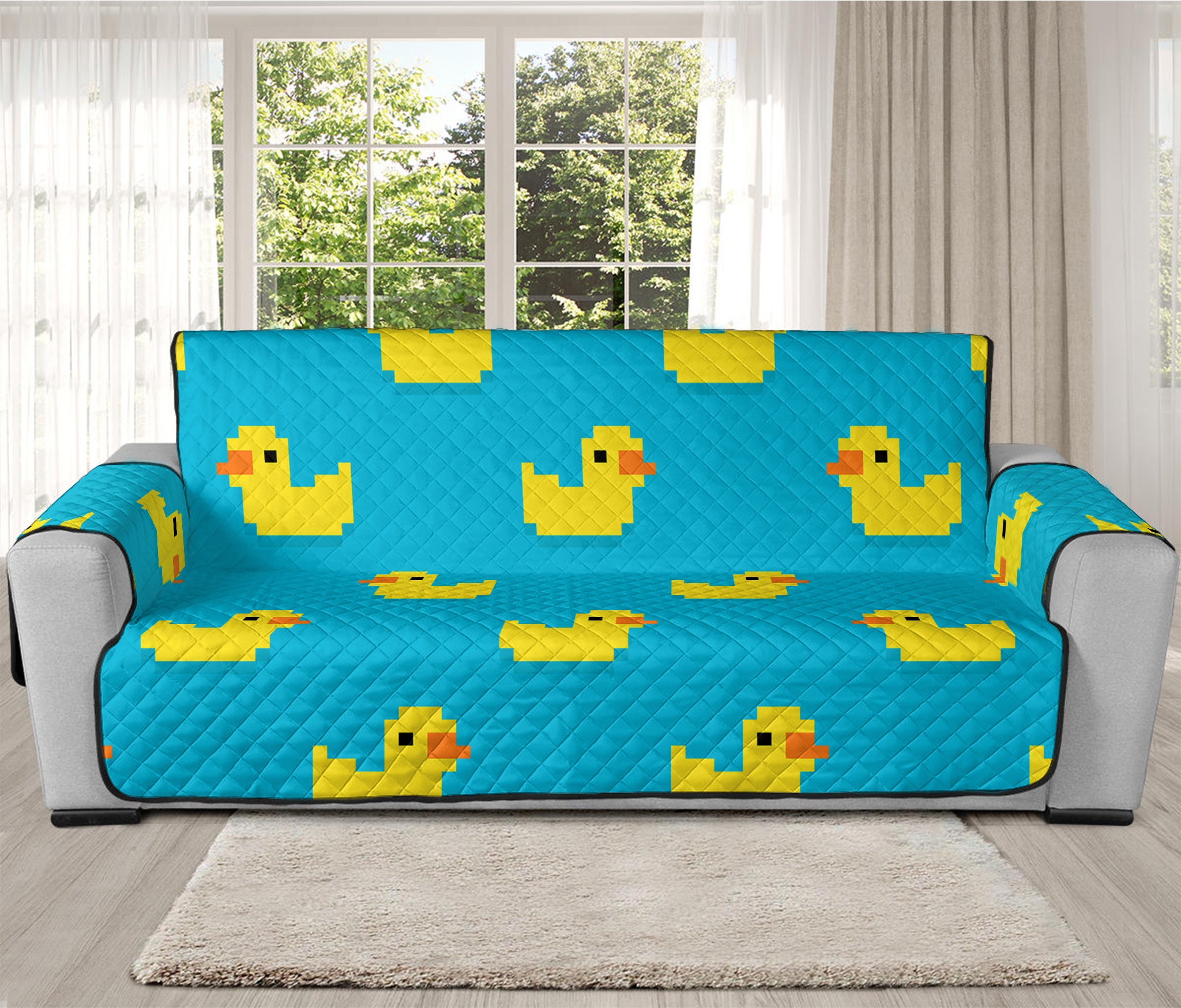 8-Bit Rubber Duck Pattern Print Oversized Sofa Protector