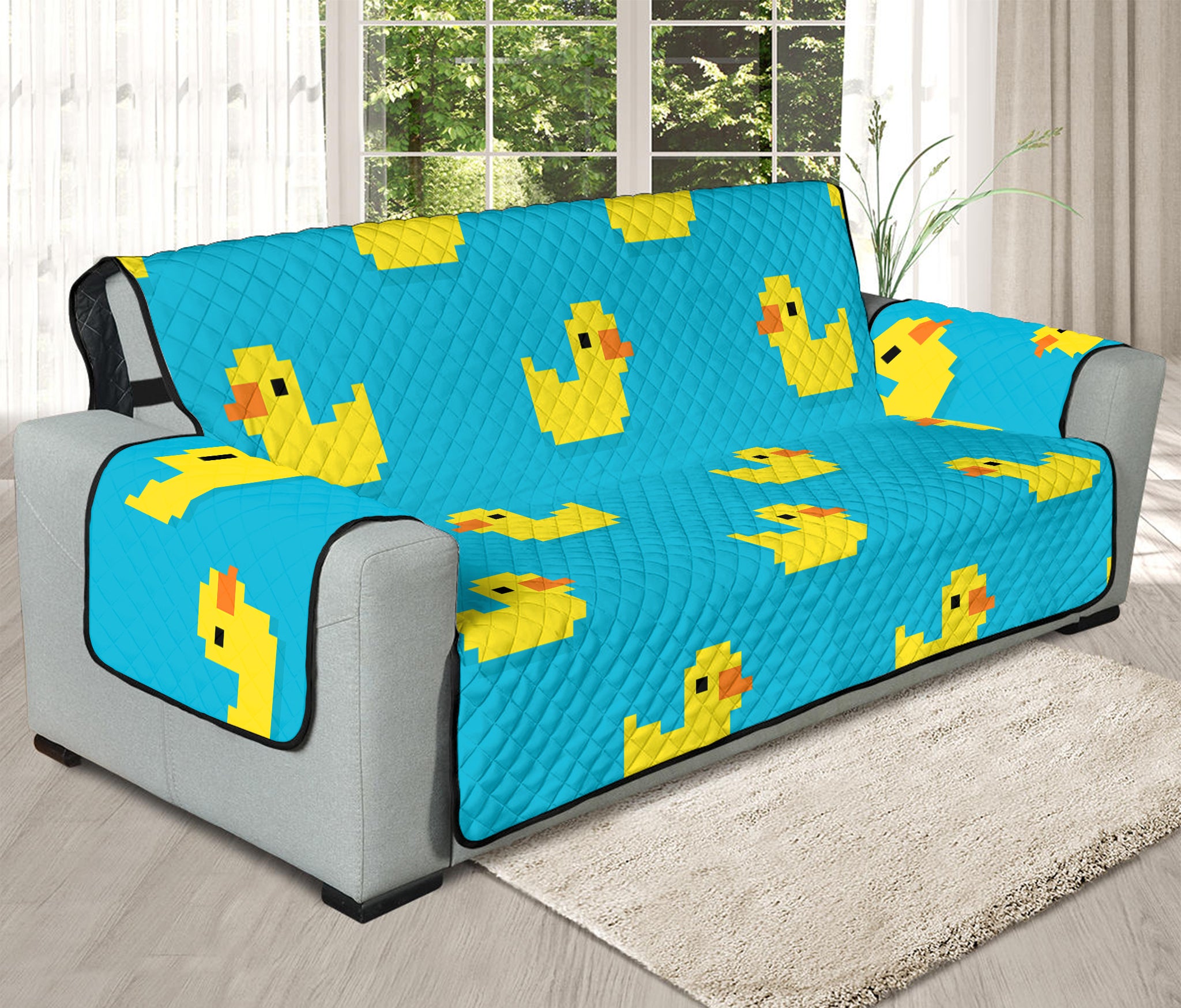 8-Bit Rubber Duck Pattern Print Oversized Sofa Protector