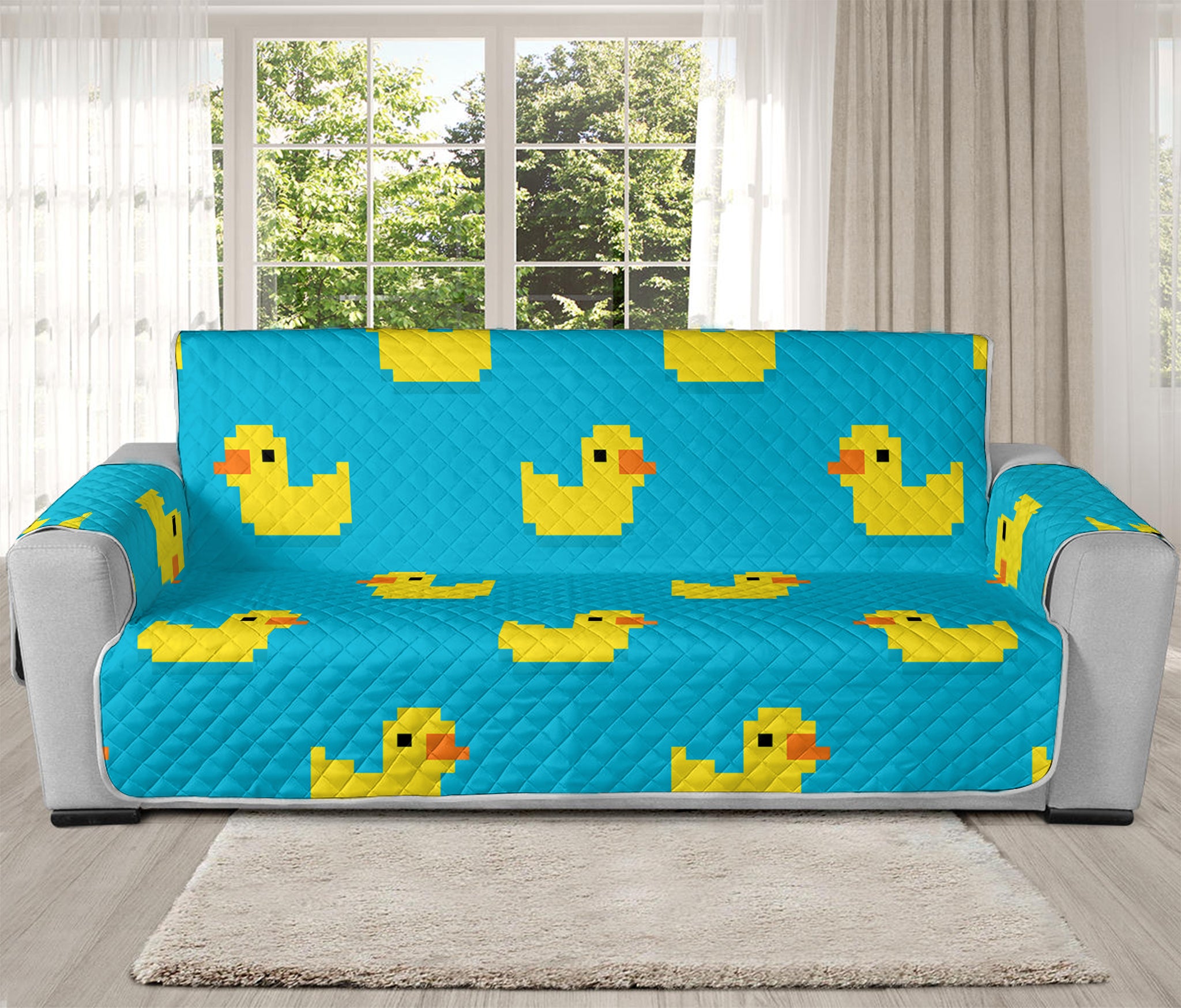 8-Bit Rubber Duck Pattern Print Oversized Sofa Protector