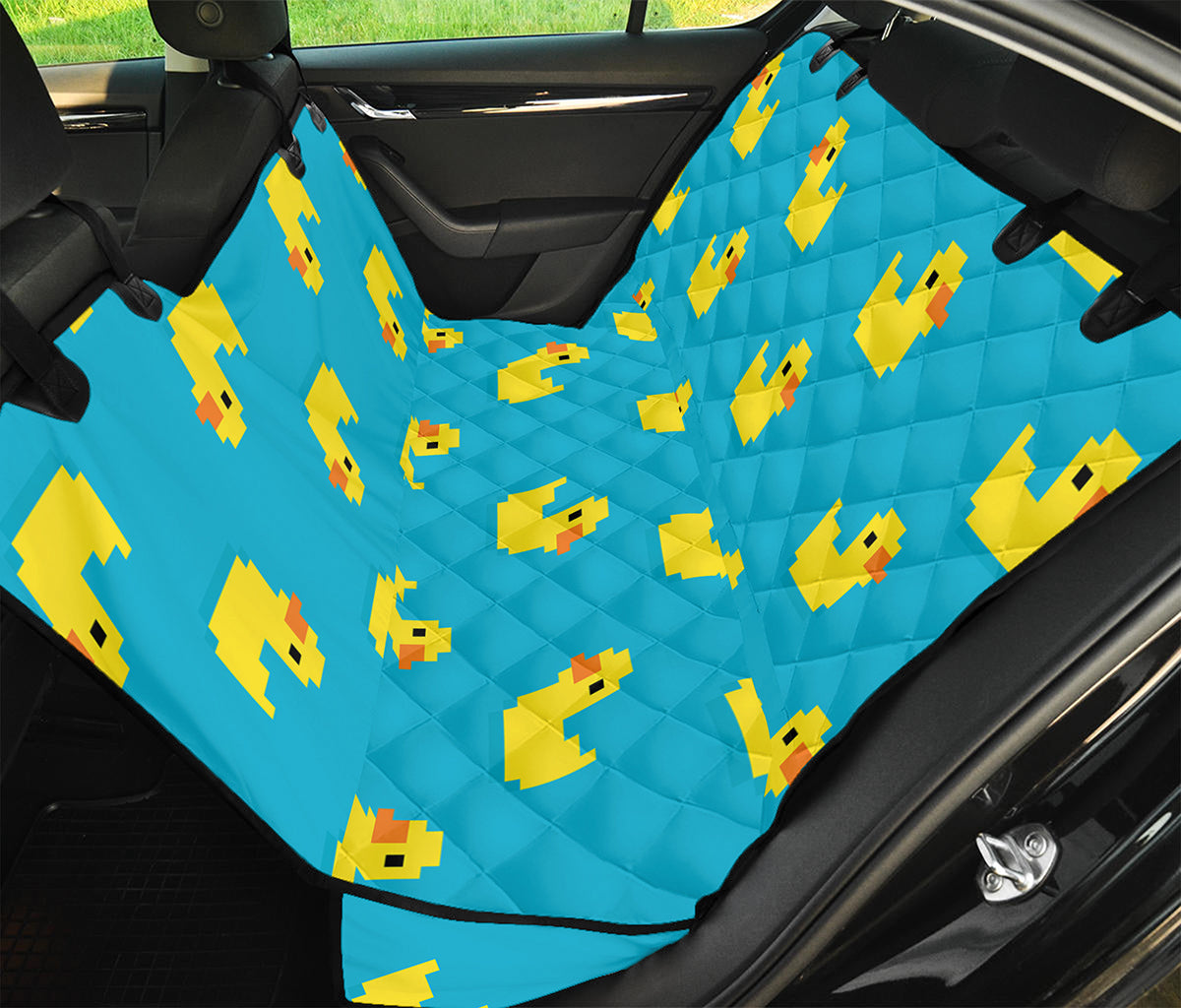 8-Bit Rubber Duck Pattern Print Pet Car Back Seat Cover