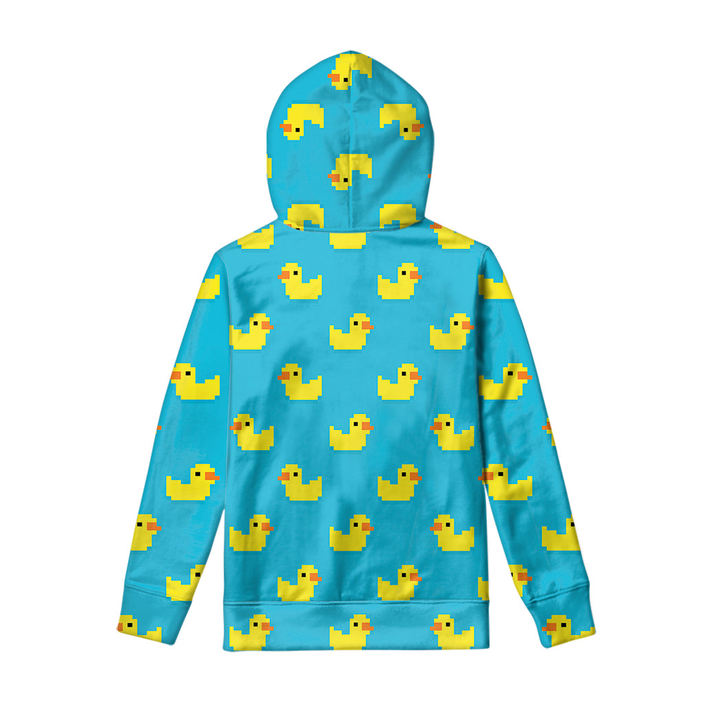 8-Bit Rubber Duck Pattern Print Pullover Hoodie