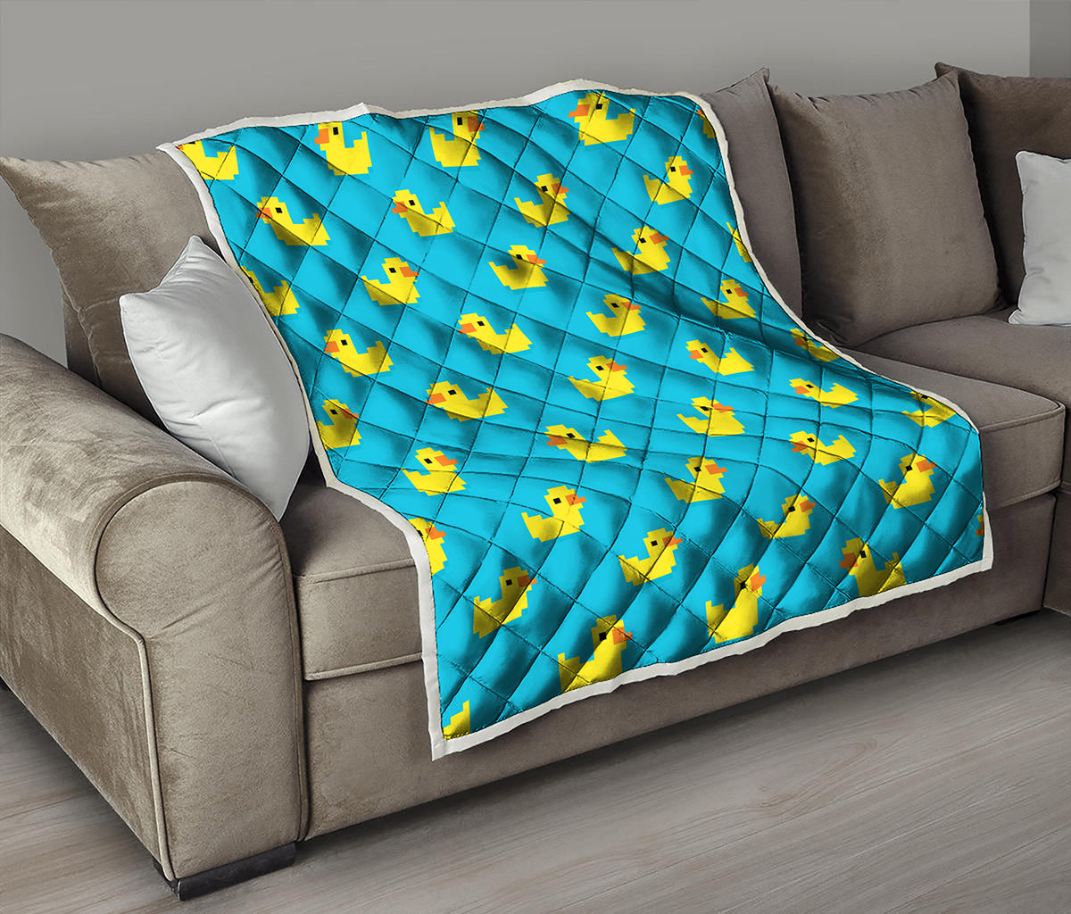 8-Bit Rubber Duck Pattern Print Quilt