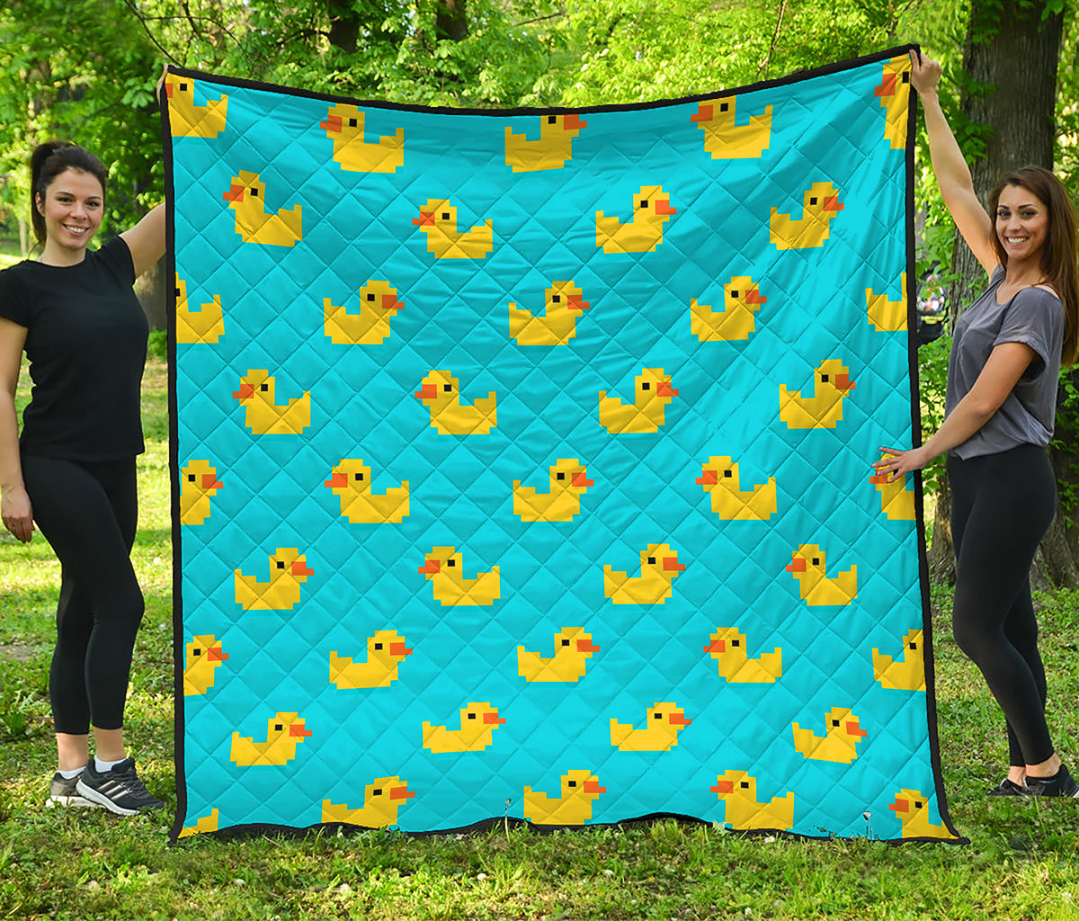 8-Bit Rubber Duck Pattern Print Quilt