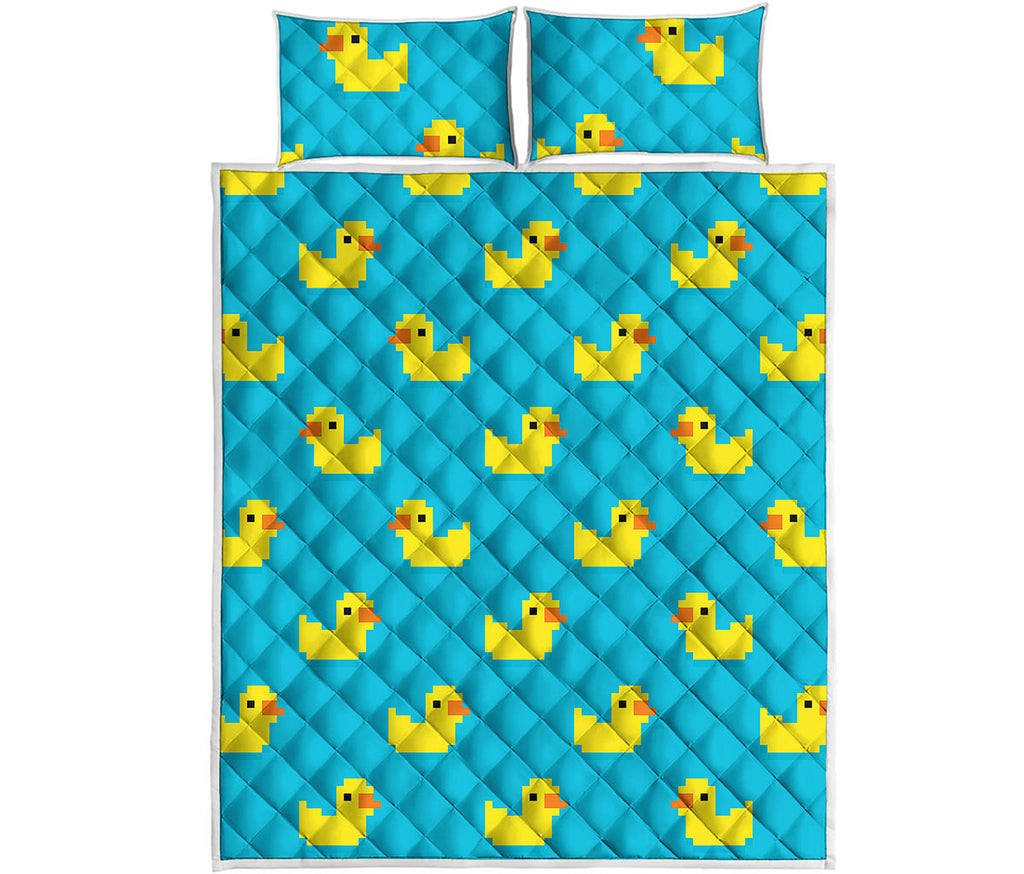 8-Bit Rubber Duck Pattern Print Quilt Bed Set