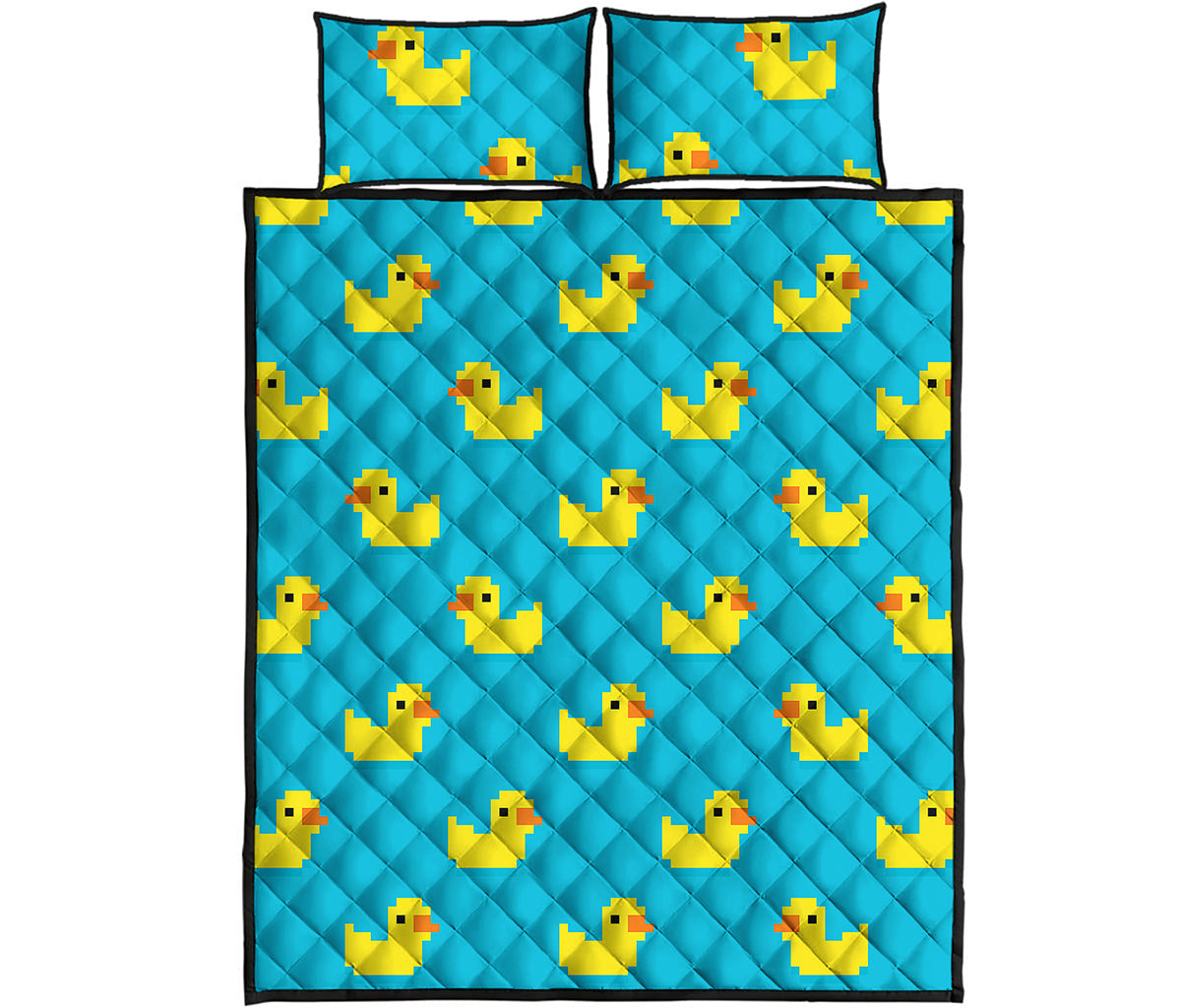 8-Bit Rubber Duck Pattern Print Quilt Bed Set
