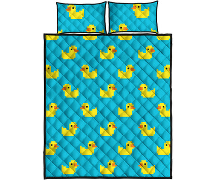 8-Bit Rubber Duck Pattern Print Quilt Bed Set