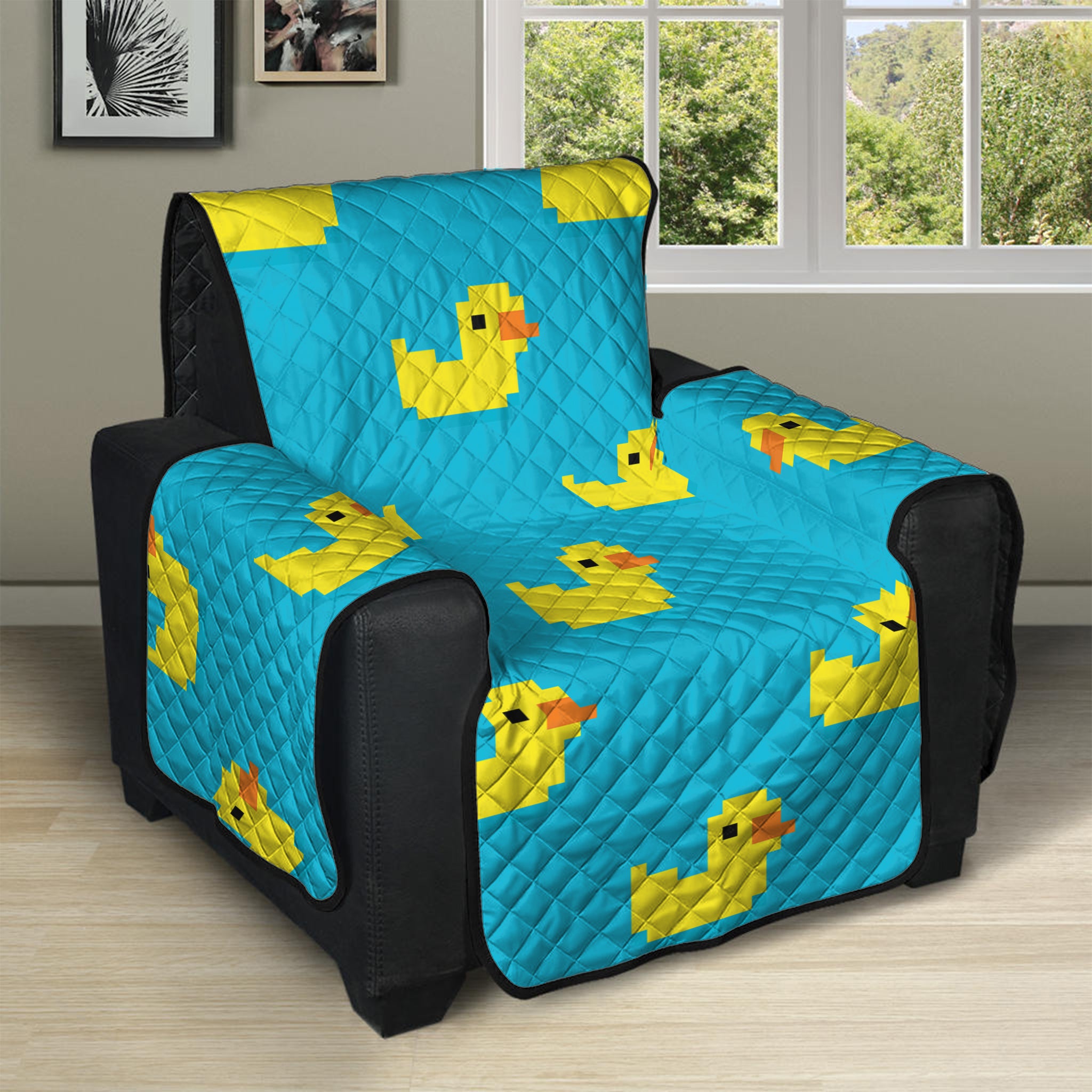 8-Bit Rubber Duck Pattern Print Recliner Protector