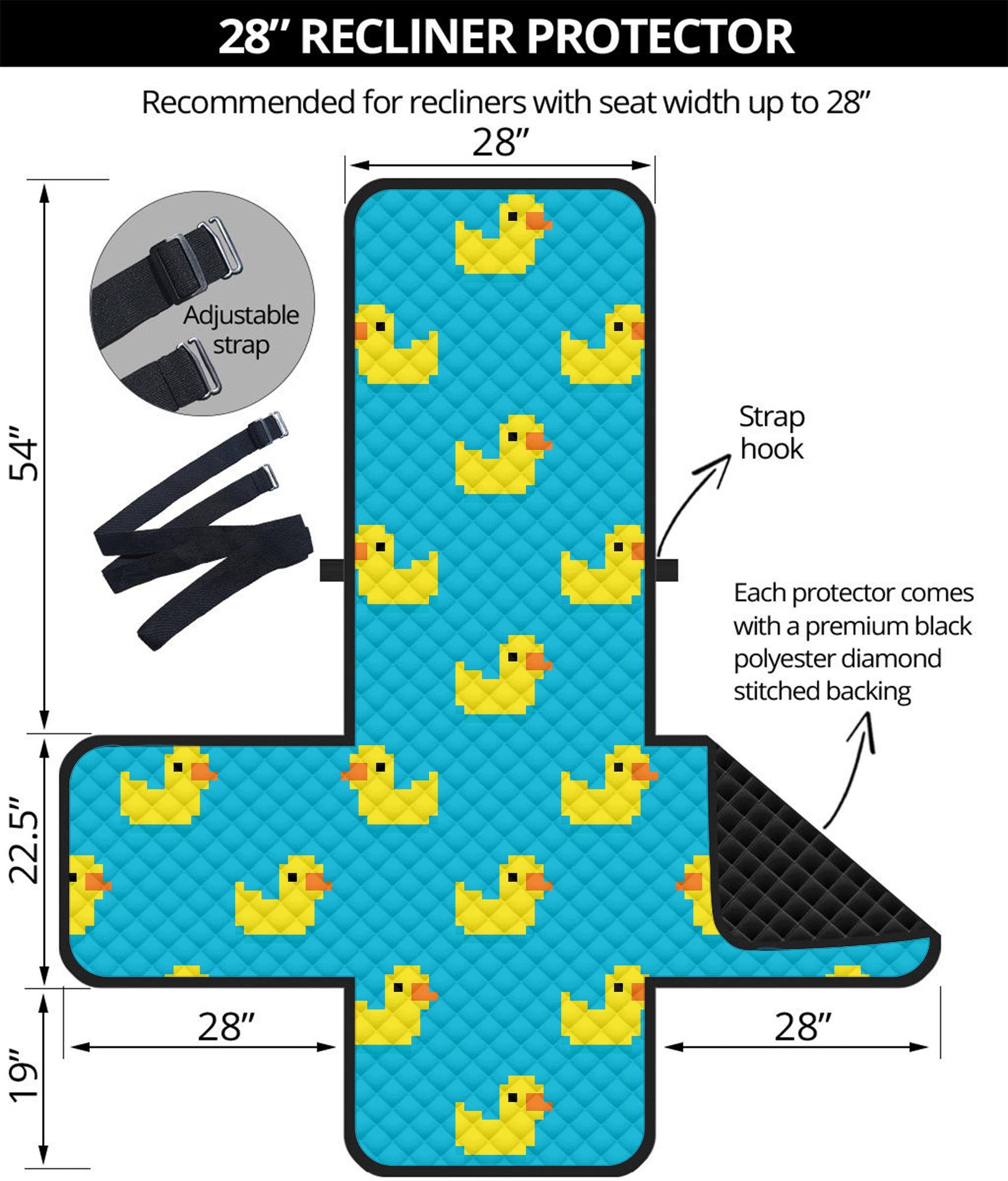 8-Bit Rubber Duck Pattern Print Recliner Protector