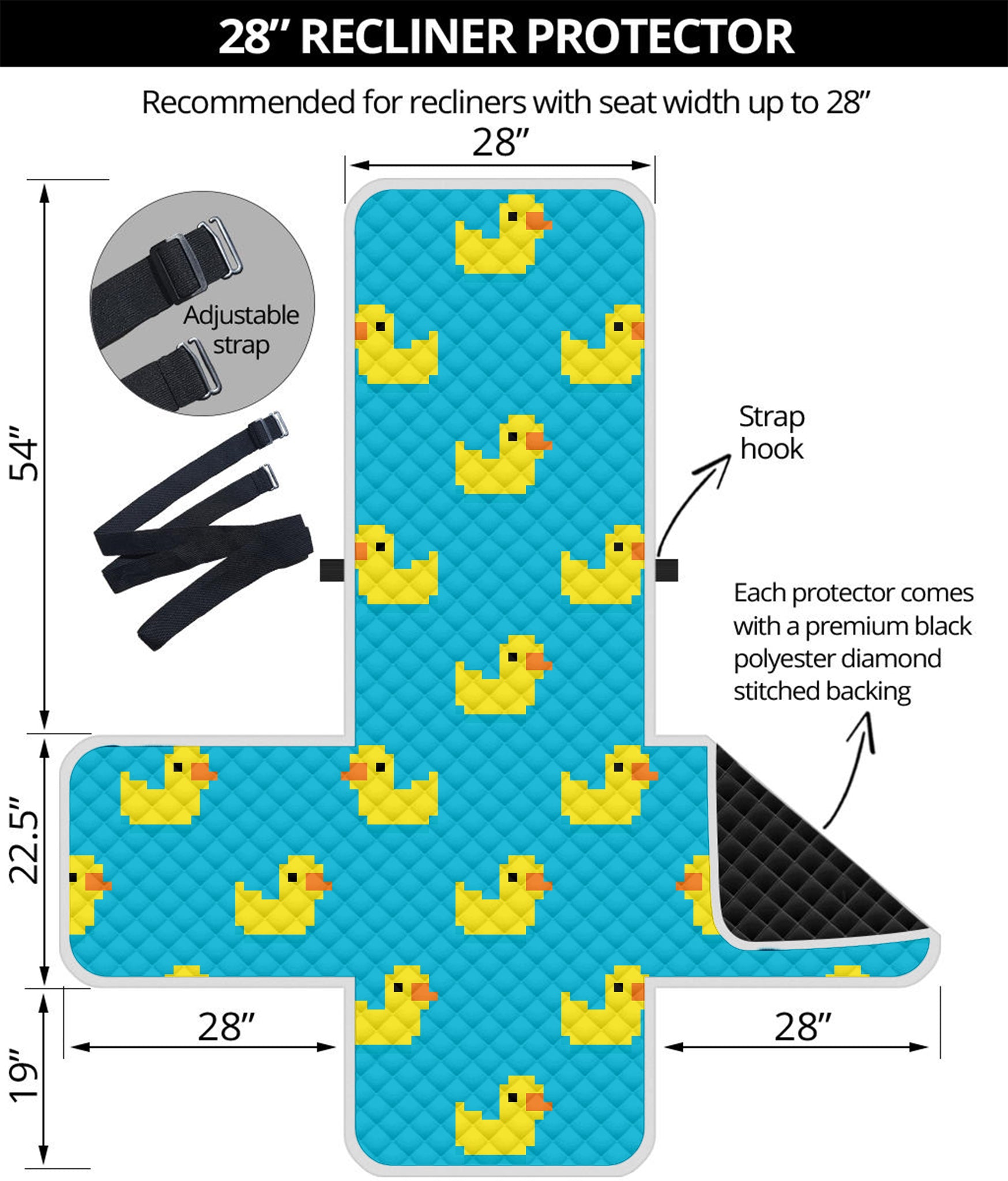 8-Bit Rubber Duck Pattern Print Recliner Protector