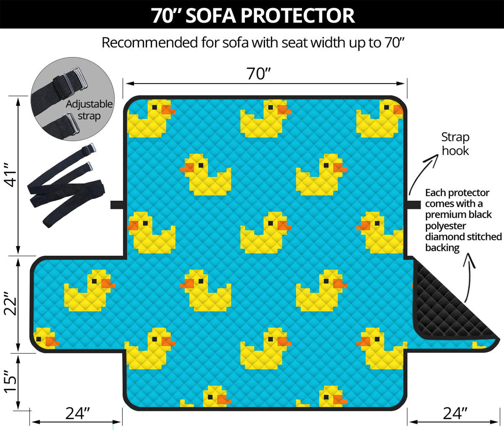 8-Bit Rubber Duck Pattern Print Sofa Protector