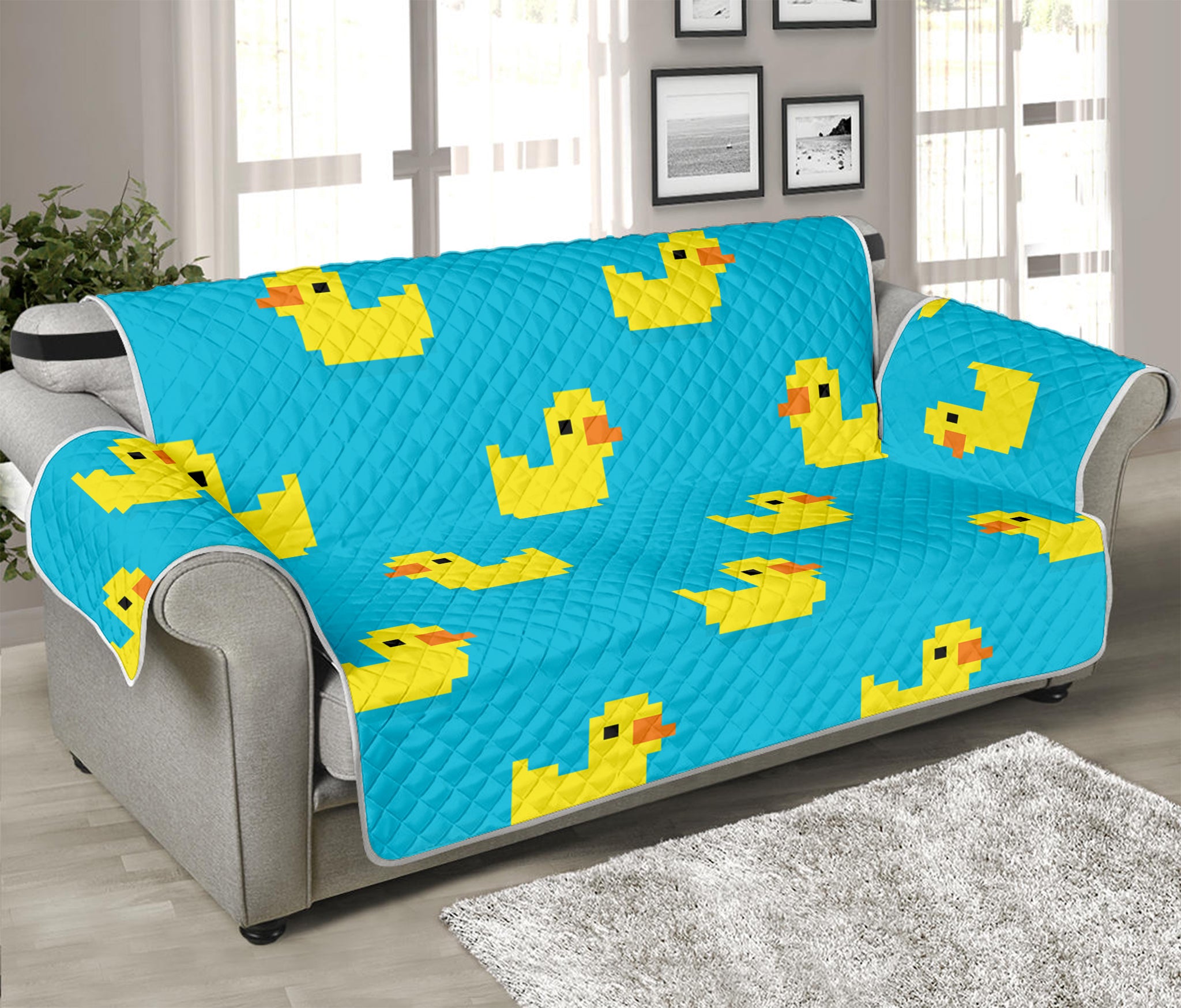 8-Bit Rubber Duck Pattern Print Sofa Protector