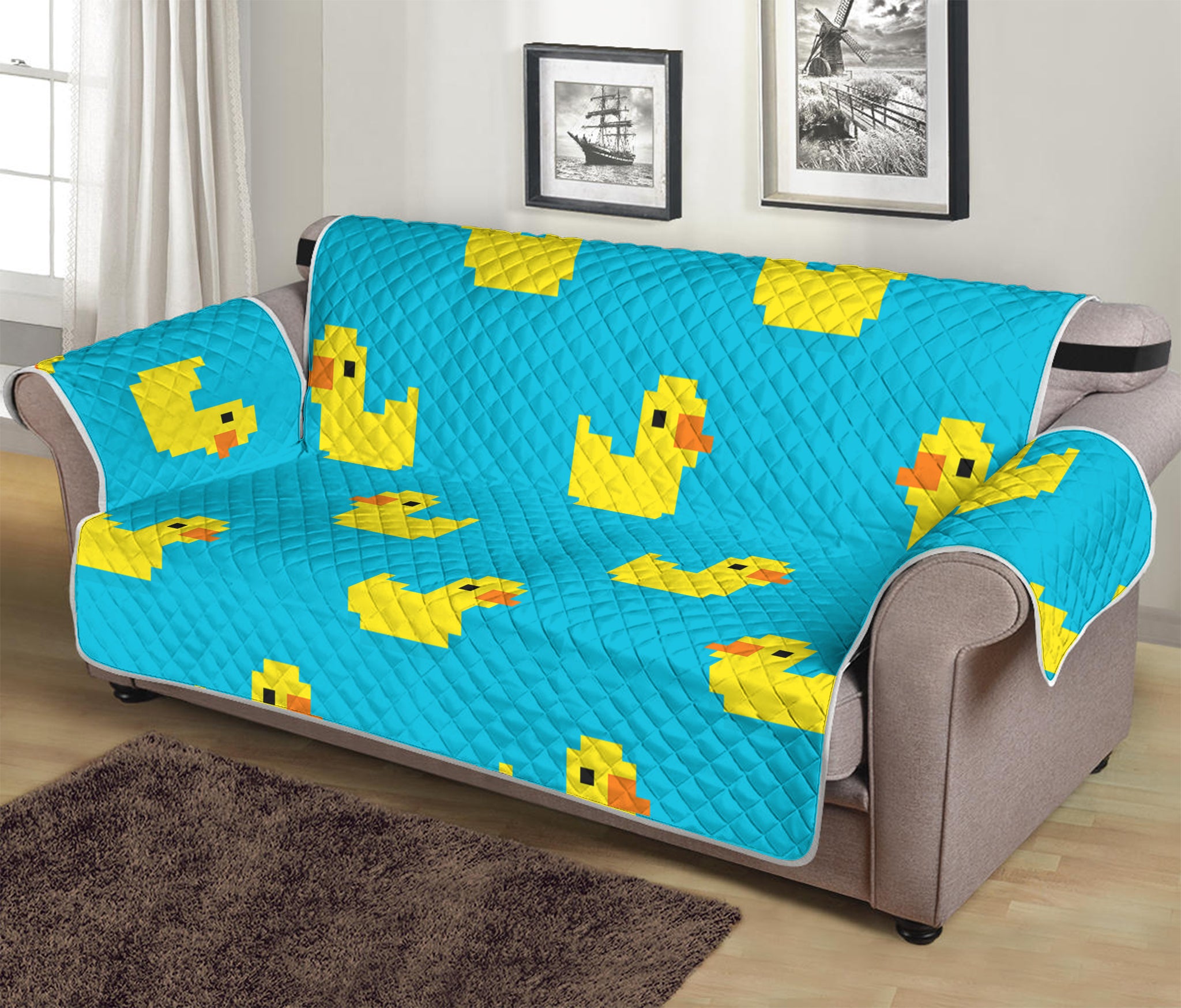 8-Bit Rubber Duck Pattern Print Sofa Protector