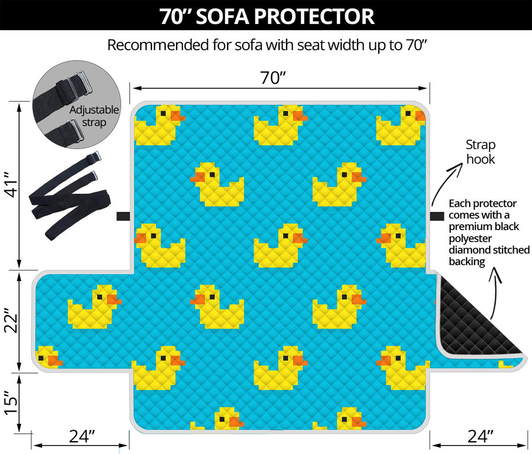 8-Bit Rubber Duck Pattern Print Sofa Protector