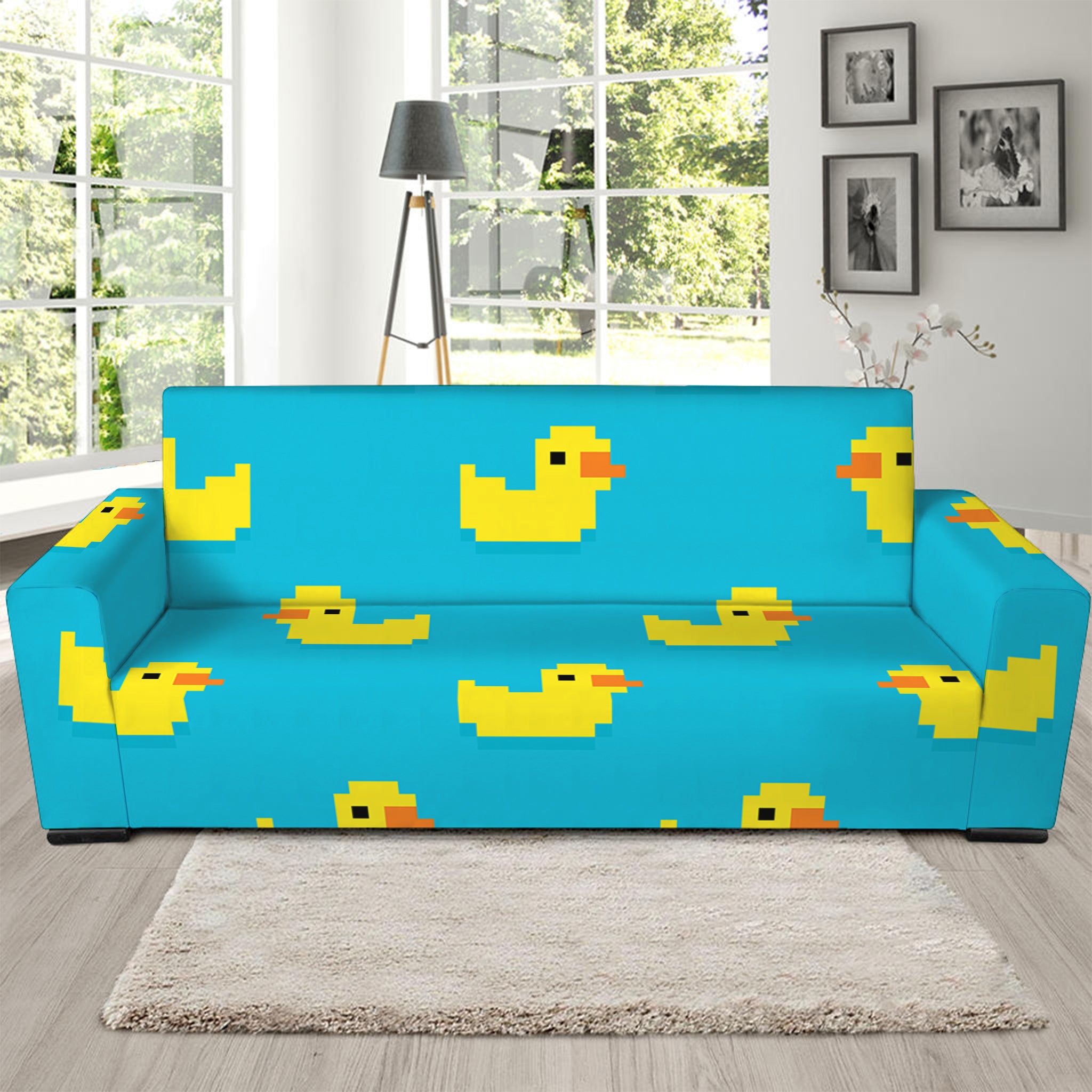 8-Bit Rubber Duck Pattern Print Sofa Slipcover