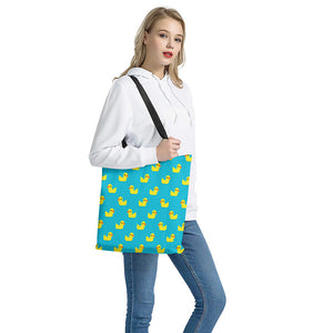 8-Bit Rubber Duck Pattern Print Tote Bag