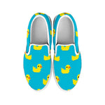 8-Bit Rubber Duck Pattern Print White Slip On Shoes