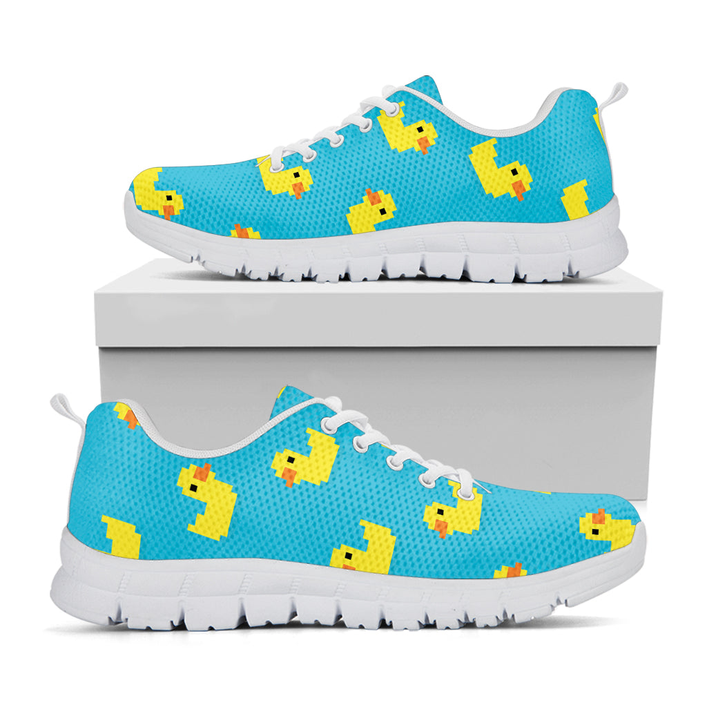 8-Bit Rubber Duck Pattern Print White Sneakers