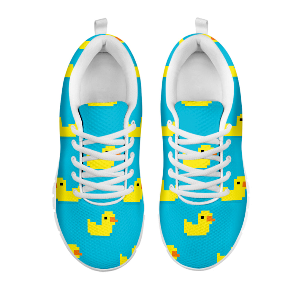 8-Bit Rubber Duck Pattern Print White Sneakers