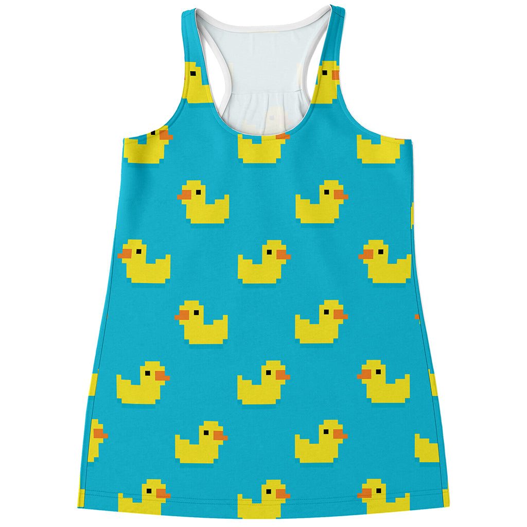 8-Bit Rubber Duck Pattern Print Women's Racerback Tank Top