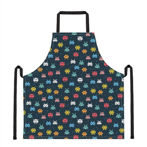 8-Bit Video Game Monsters Pattern Print Apron