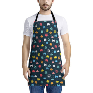 8-Bit Video Game Monsters Pattern Print Apron