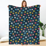 8-Bit Video Game Monsters Pattern Print Blanket