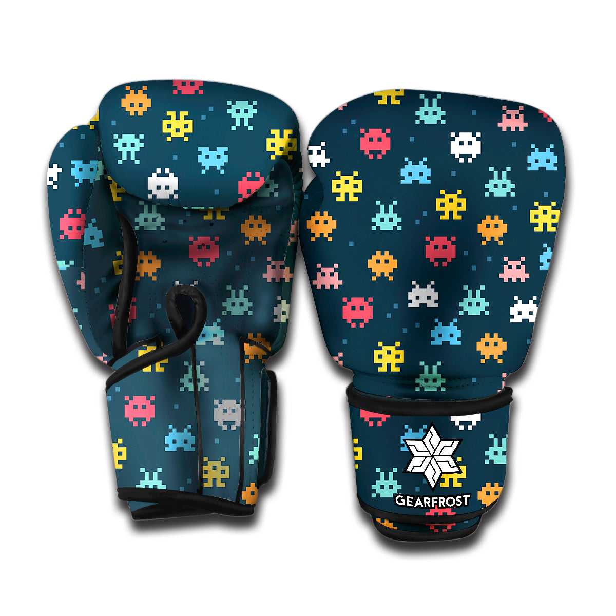 8-Bit Video Game Monsters Pattern Print Boxing Gloves