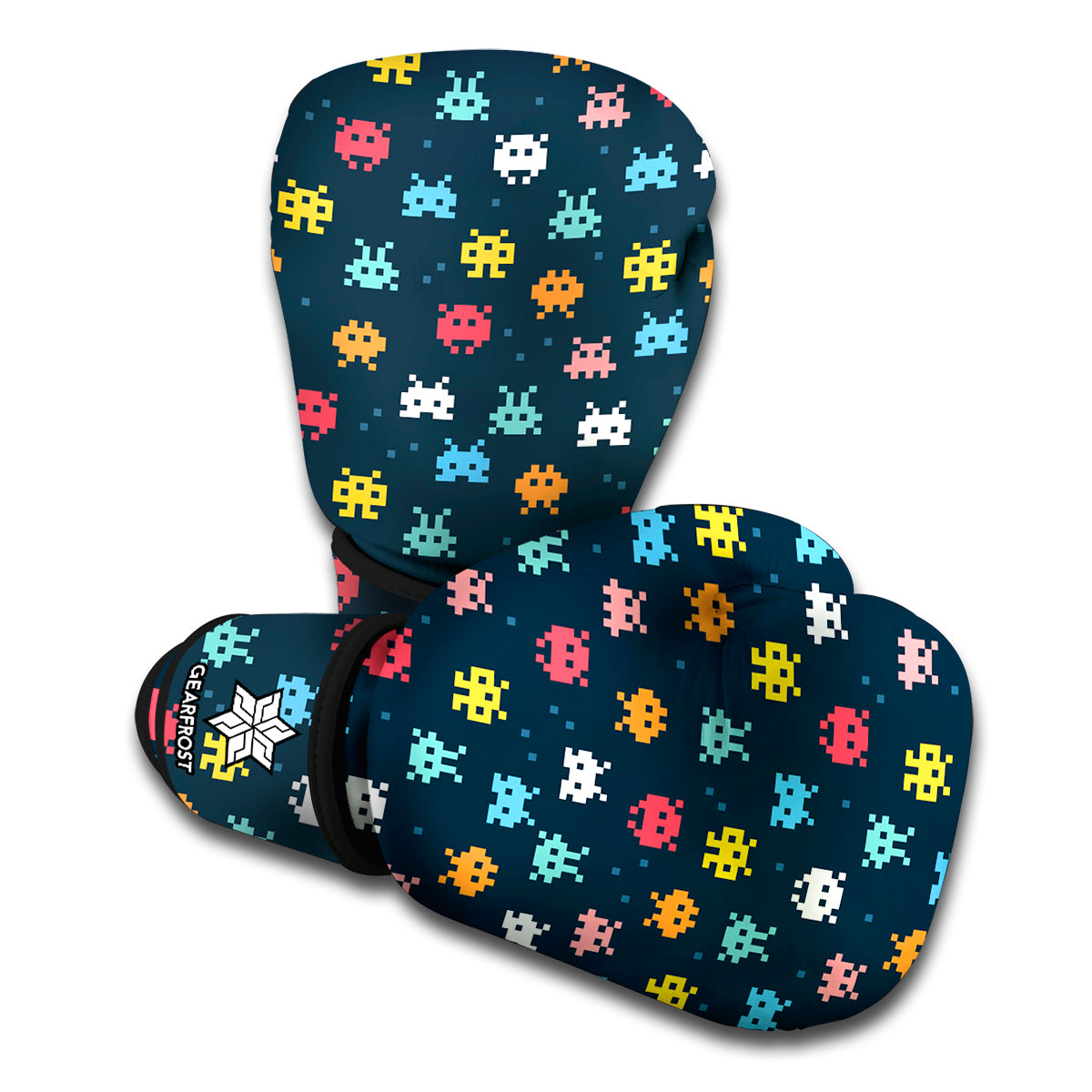 8-Bit Video Game Monsters Pattern Print Boxing Gloves