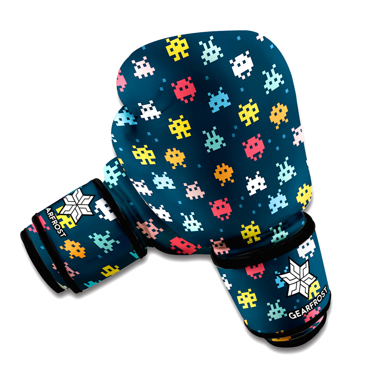 8-Bit Video Game Monsters Pattern Print Boxing Gloves