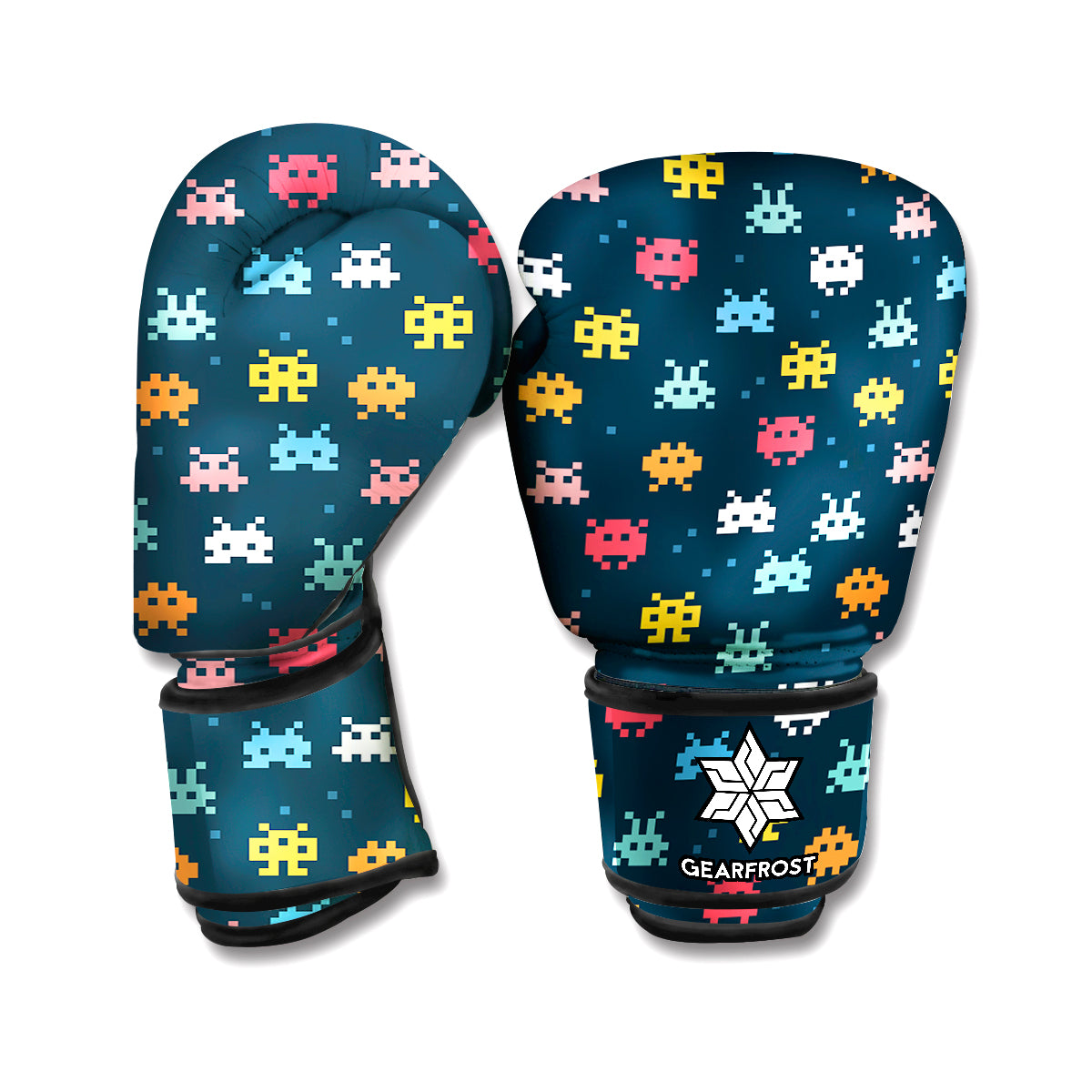 8-Bit Video Game Monsters Pattern Print Boxing Gloves