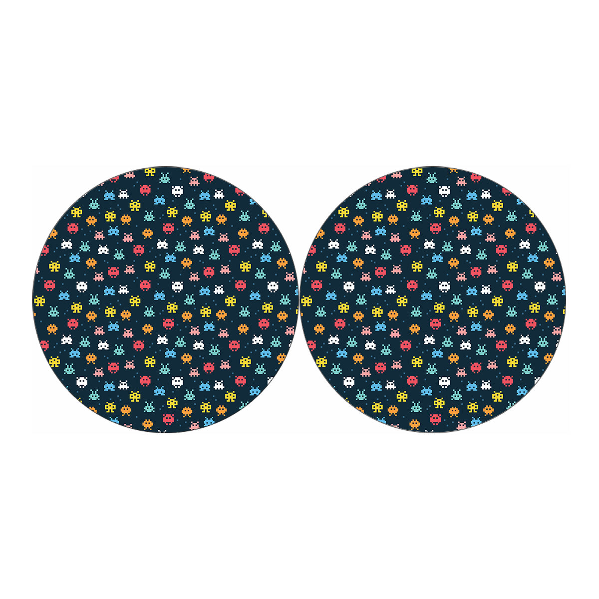 8-Bit Video Game Monsters Pattern Print Car Coasters