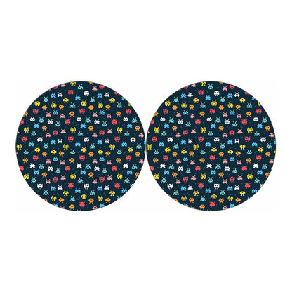 8-Bit Video Game Monsters Pattern Print Car Coasters
