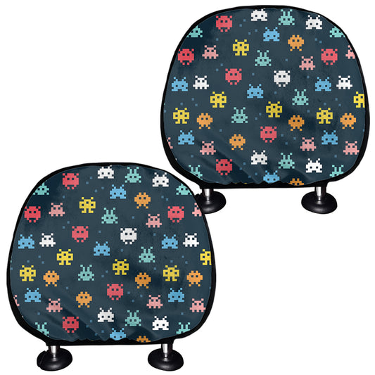 8-Bit Video Game Monsters Pattern Print Car Headrest Covers