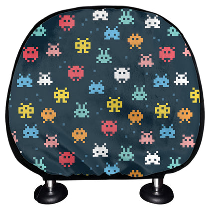 8-Bit Video Game Monsters Pattern Print Car Headrest Covers