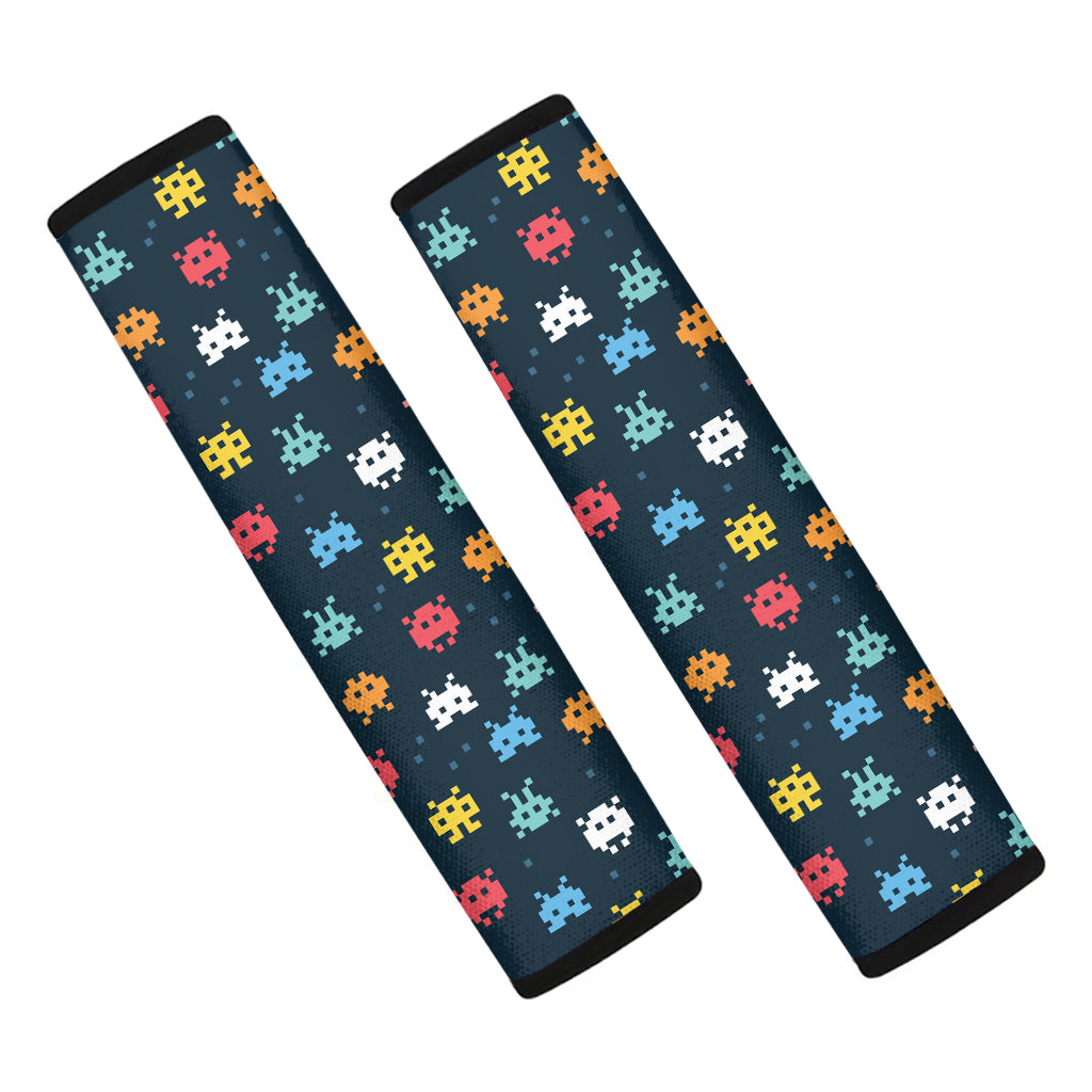 8-Bit Video Game Monsters Pattern Print Car Seat Belt Covers