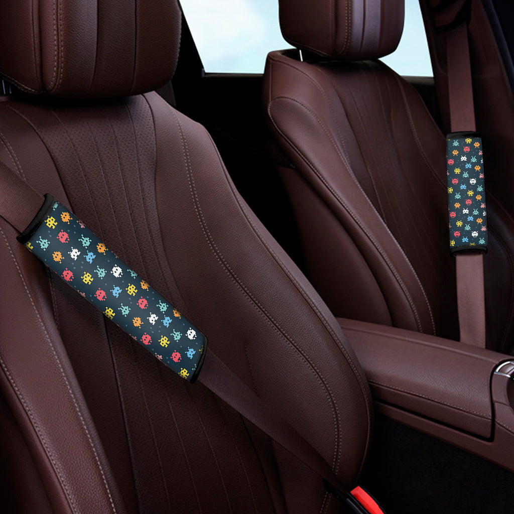 8-Bit Video Game Monsters Pattern Print Car Seat Belt Covers