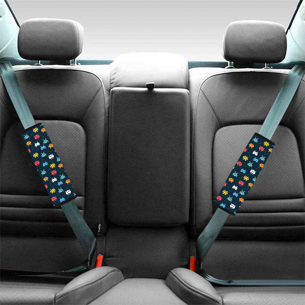 8-Bit Video Game Monsters Pattern Print Car Seat Belt Covers