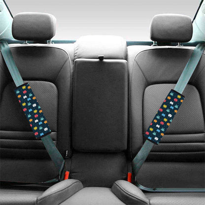 8-Bit Video Game Monsters Pattern Print Car Seat Belt Covers