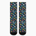 8-Bit Video Game Monsters Pattern Print Crew Socks