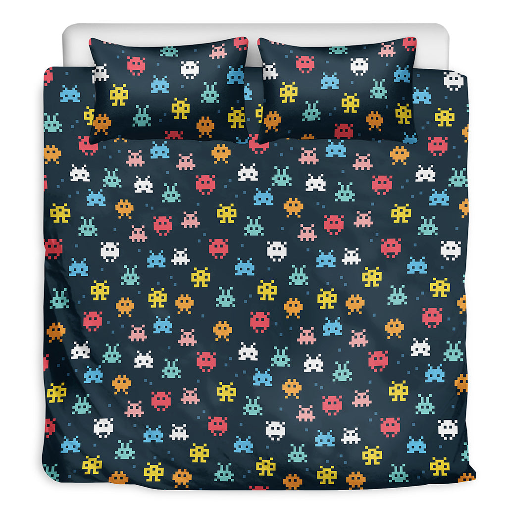 8-Bit Video Game Monsters Pattern Print Duvet Cover Bedding Set