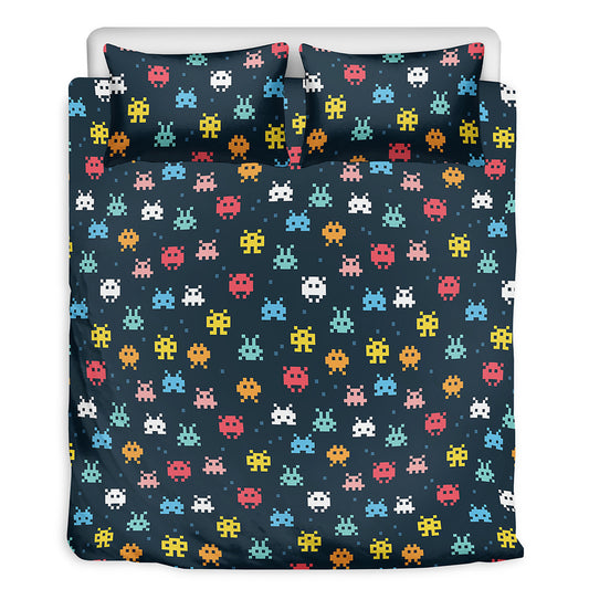 8-Bit Video Game Monsters Pattern Print Duvet Cover Bedding Set