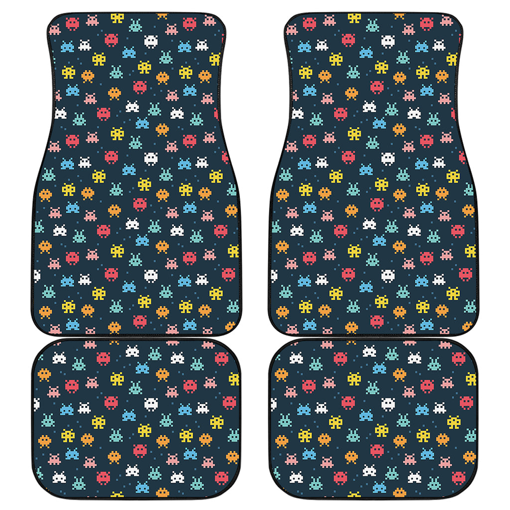 8-Bit Video Game Monsters Pattern Print Front and Back Car Floor Mats