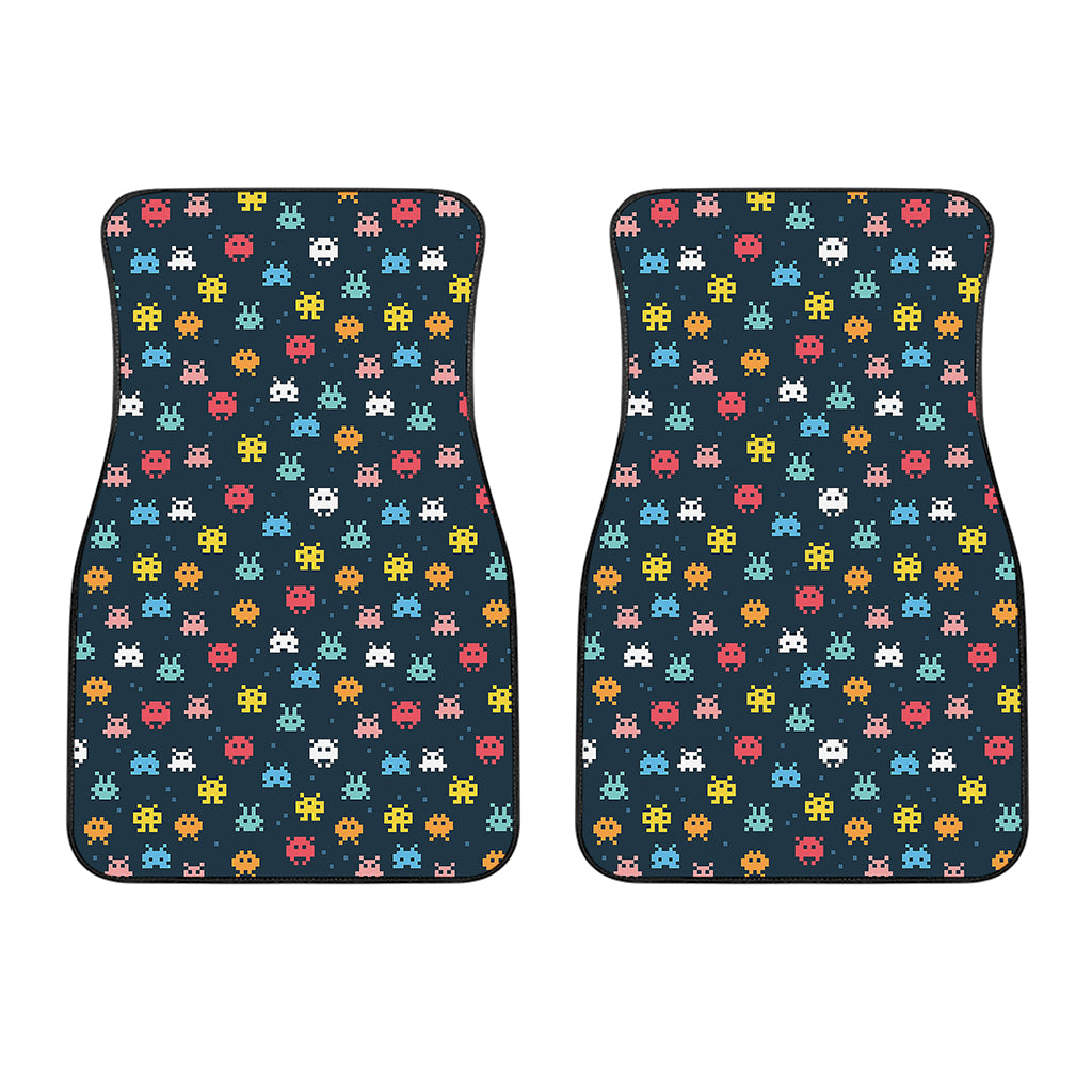 8-Bit Video Game Monsters Pattern Print Front Car Floor Mats