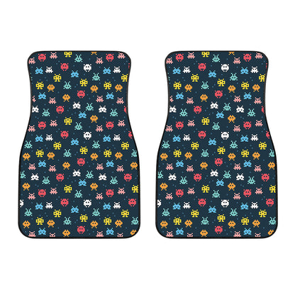 8-Bit Video Game Monsters Pattern Print Front Car Floor Mats