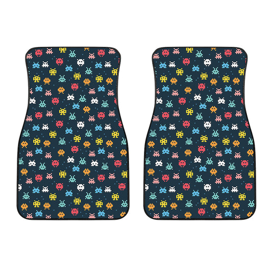 8-Bit Video Game Monsters Pattern Print Front Car Floor Mats