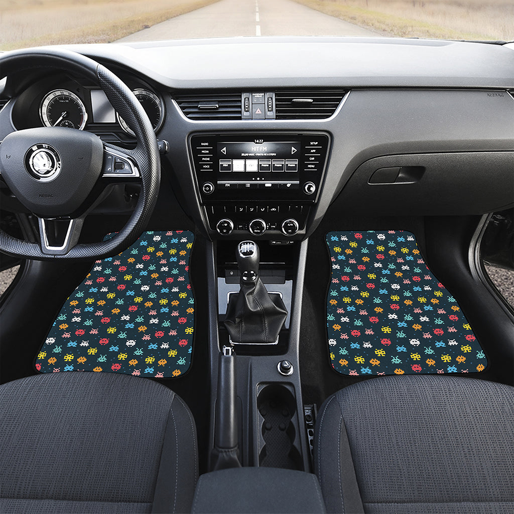 8-Bit Video Game Monsters Pattern Print Front Car Floor Mats