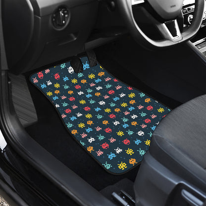 8-Bit Video Game Monsters Pattern Print Front Car Floor Mats