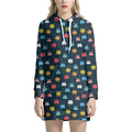 8-Bit Video Game Monsters Pattern Print Pullover Hoodie Dress