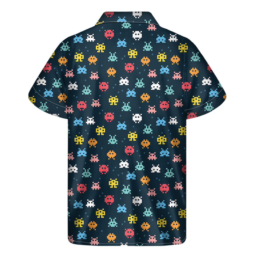 8-Bit Video Game Monsters Pattern Print Men's Short Sleeve Shirt